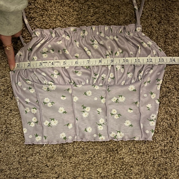 NWOT SHEIN EZwear Ruched Bust Frill Trim Seam Front Purple Cami Top. Size S - Picture 7 of 7